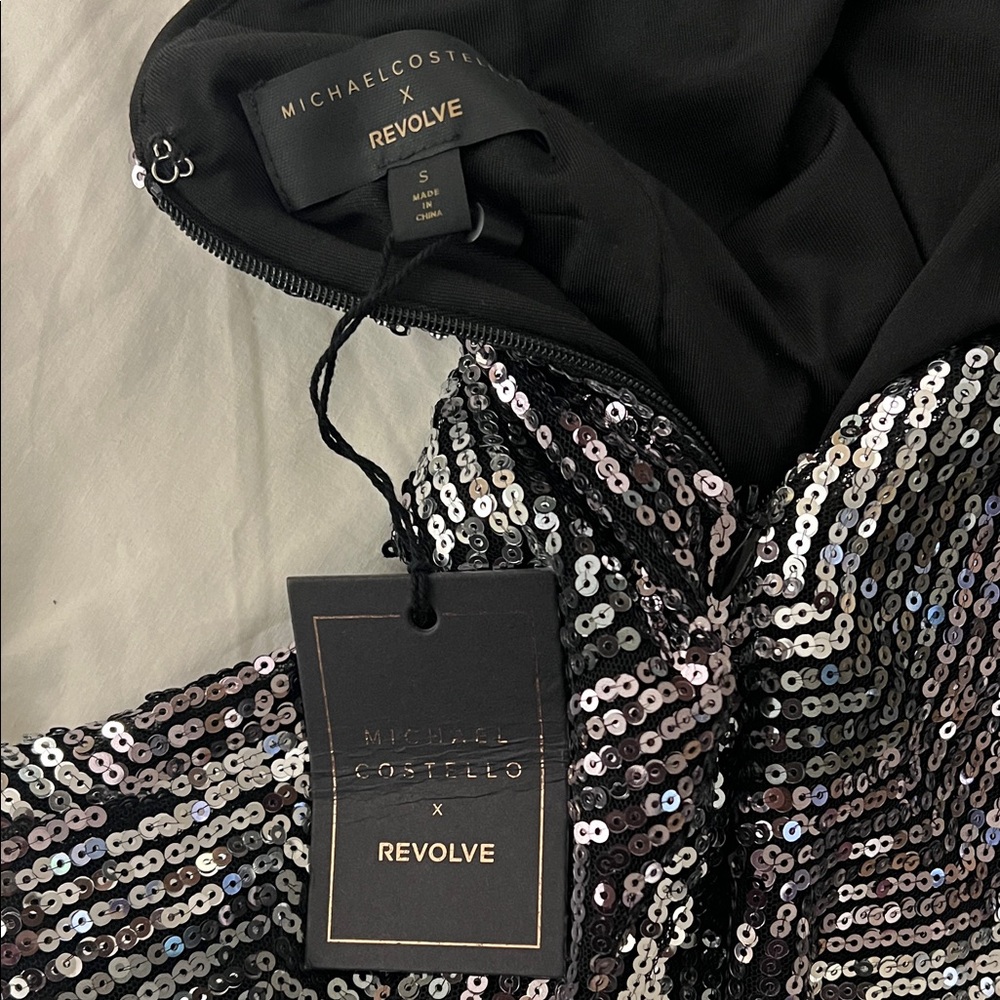 Michael Costello x REVOLVE Lora Mini Dress in Metallic Silver - Picture 3 of 8
